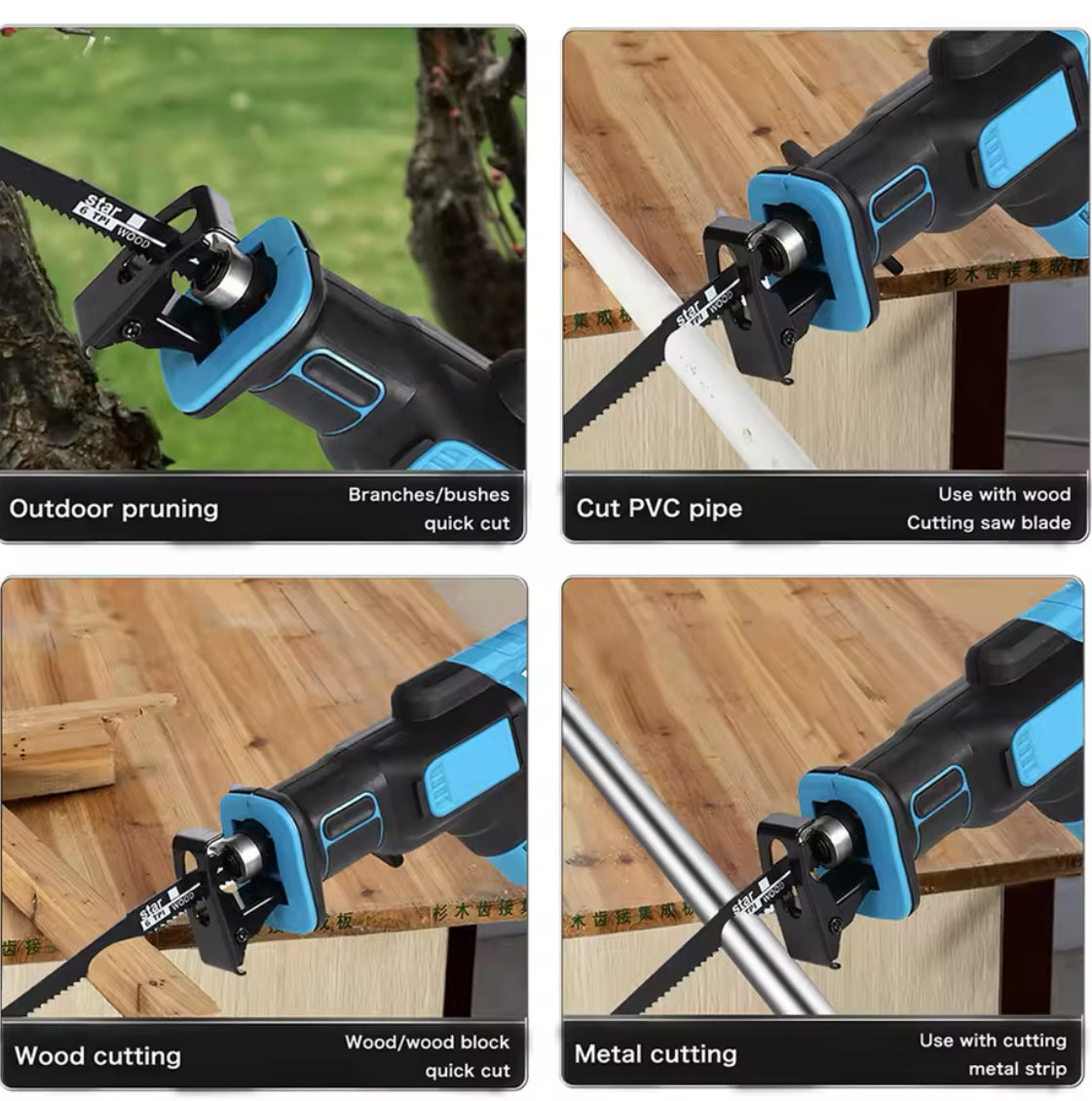 3000RPM 18V Electric Reciprocating Saw With 4PC Saw Blades No Battery Woodworking