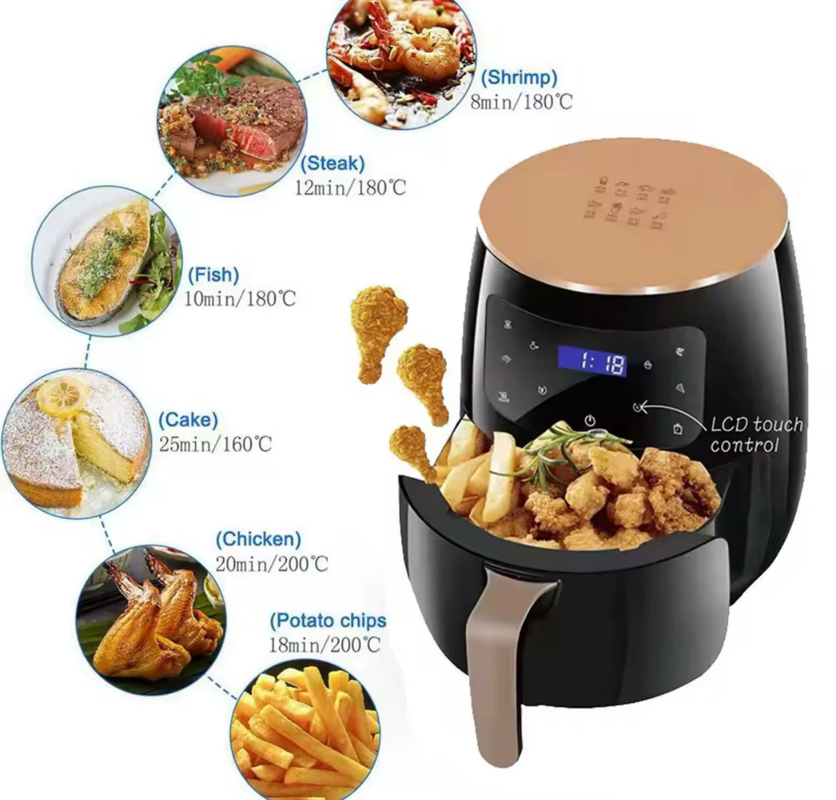 6L Air fryer Multi-functional intelligent touch screen oven Large capacity Electro mechanical  deep fryer