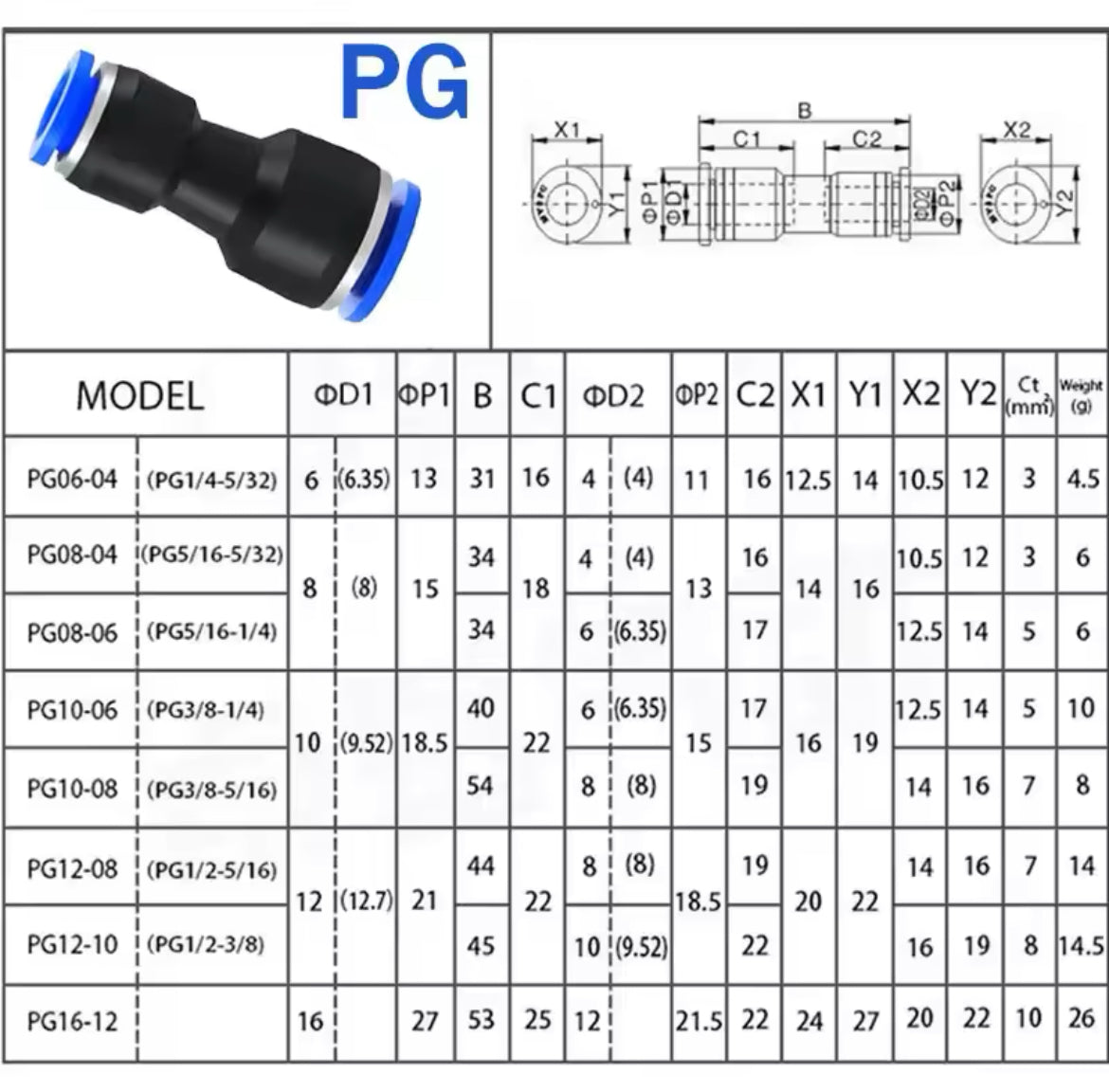 50/100/500PCS Pneumatic Couplings Quick Connector Air Plastic Hose Tube Connectors