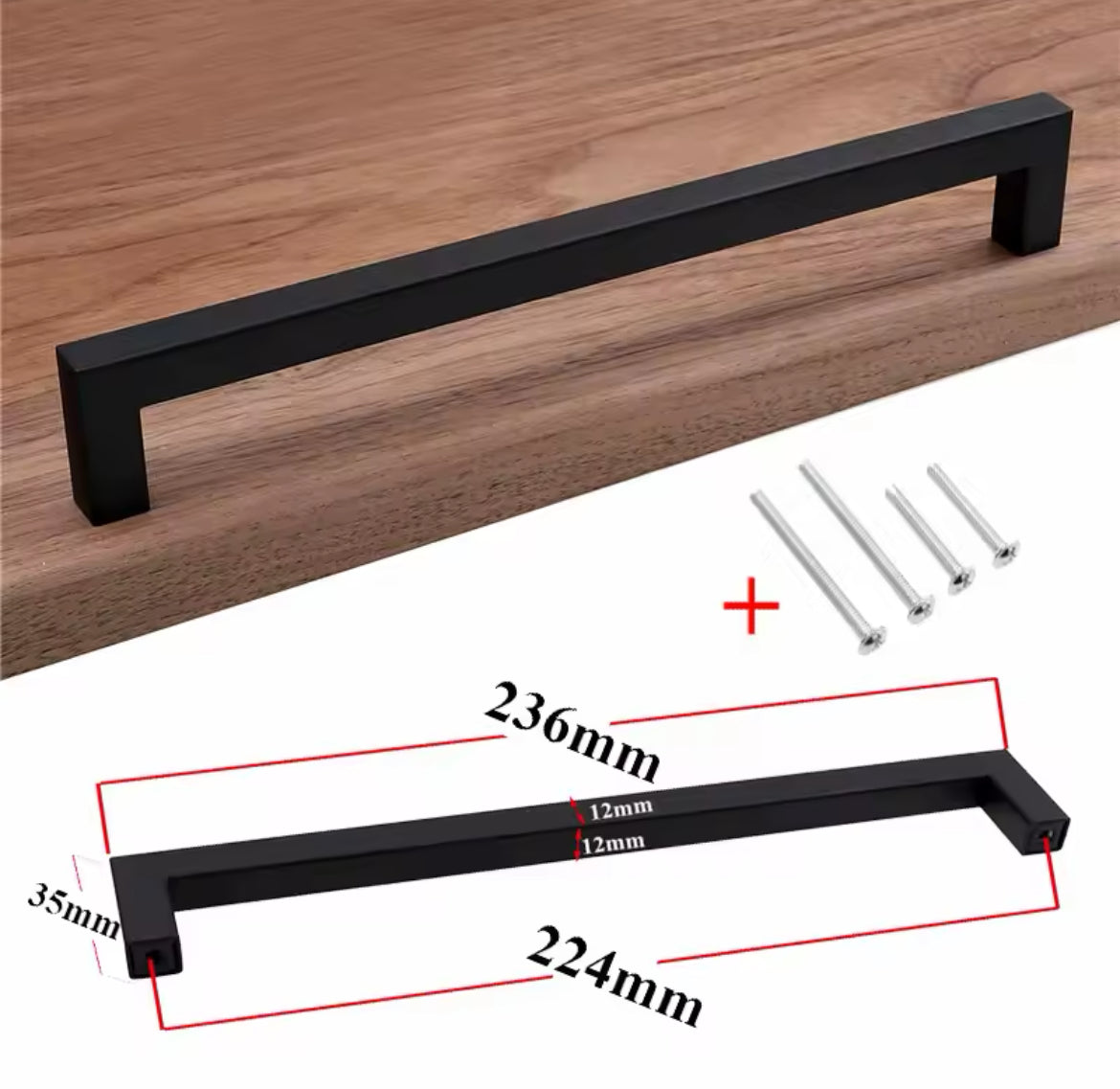 Modern Black Cabinet Handle Square Furniture Hardware