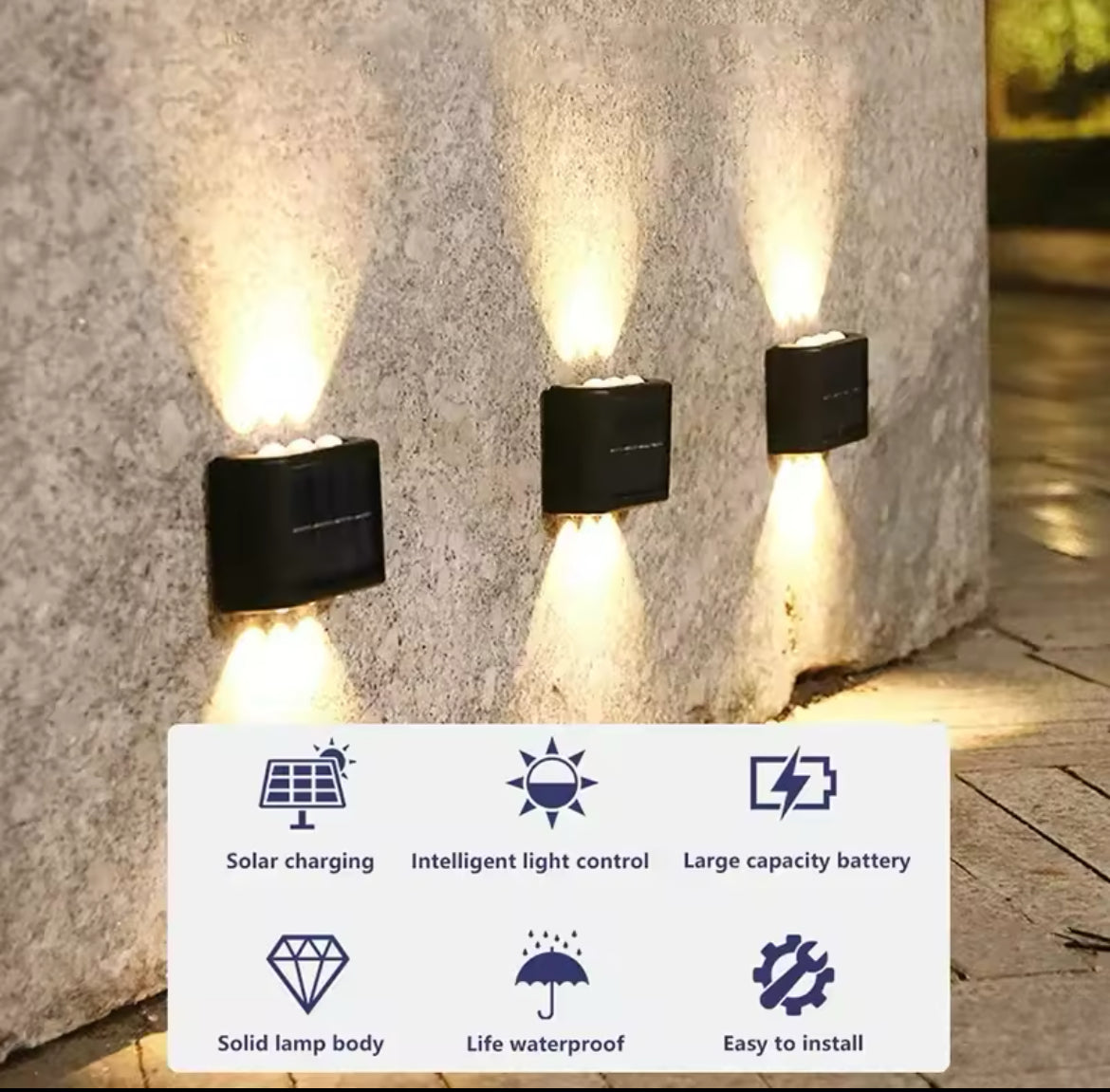 Solar Wall Lamp Outdoor Waterproof Solar Powered Light UP and Down Illuminate