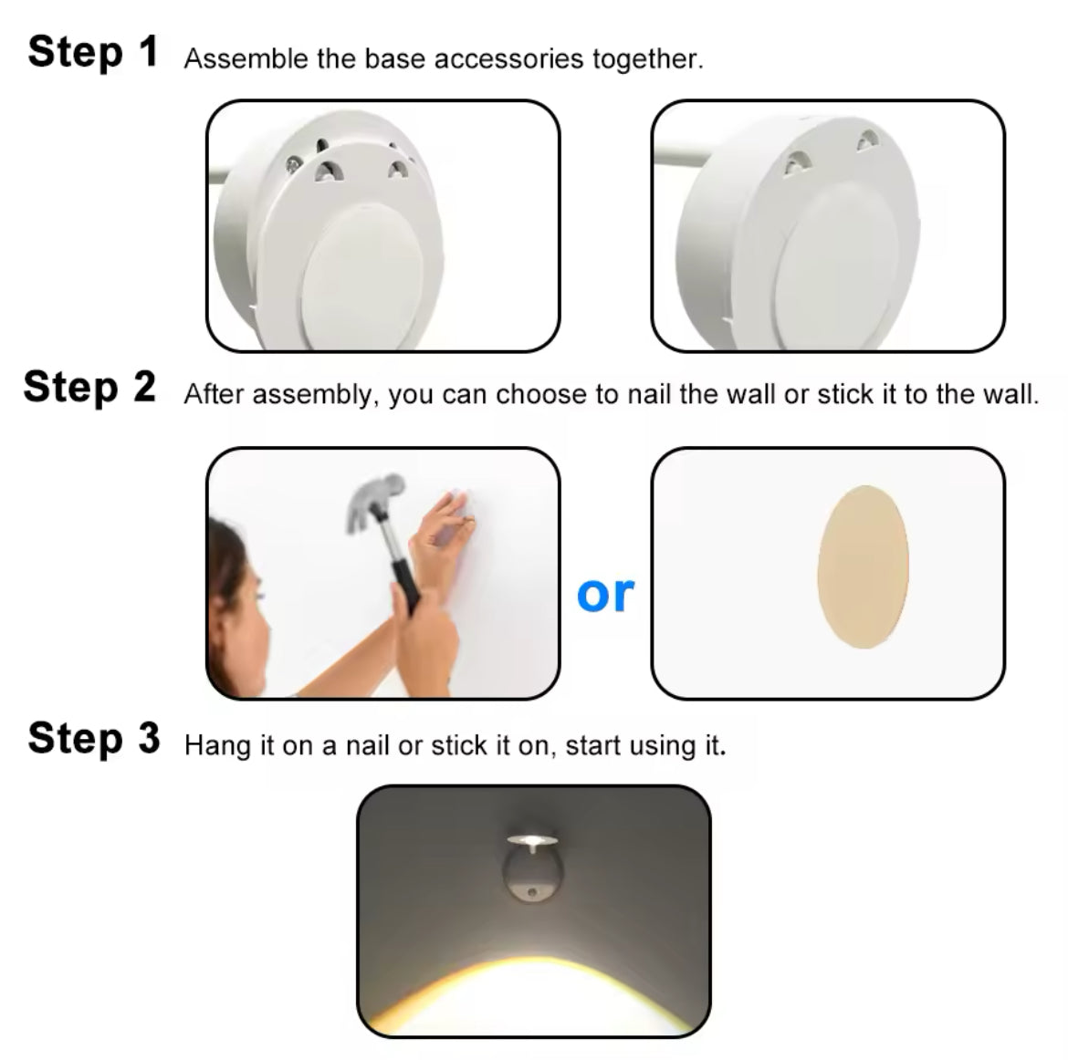 LED Motion Sensor Light Night Light Usb Rechargeable Wall Lamp