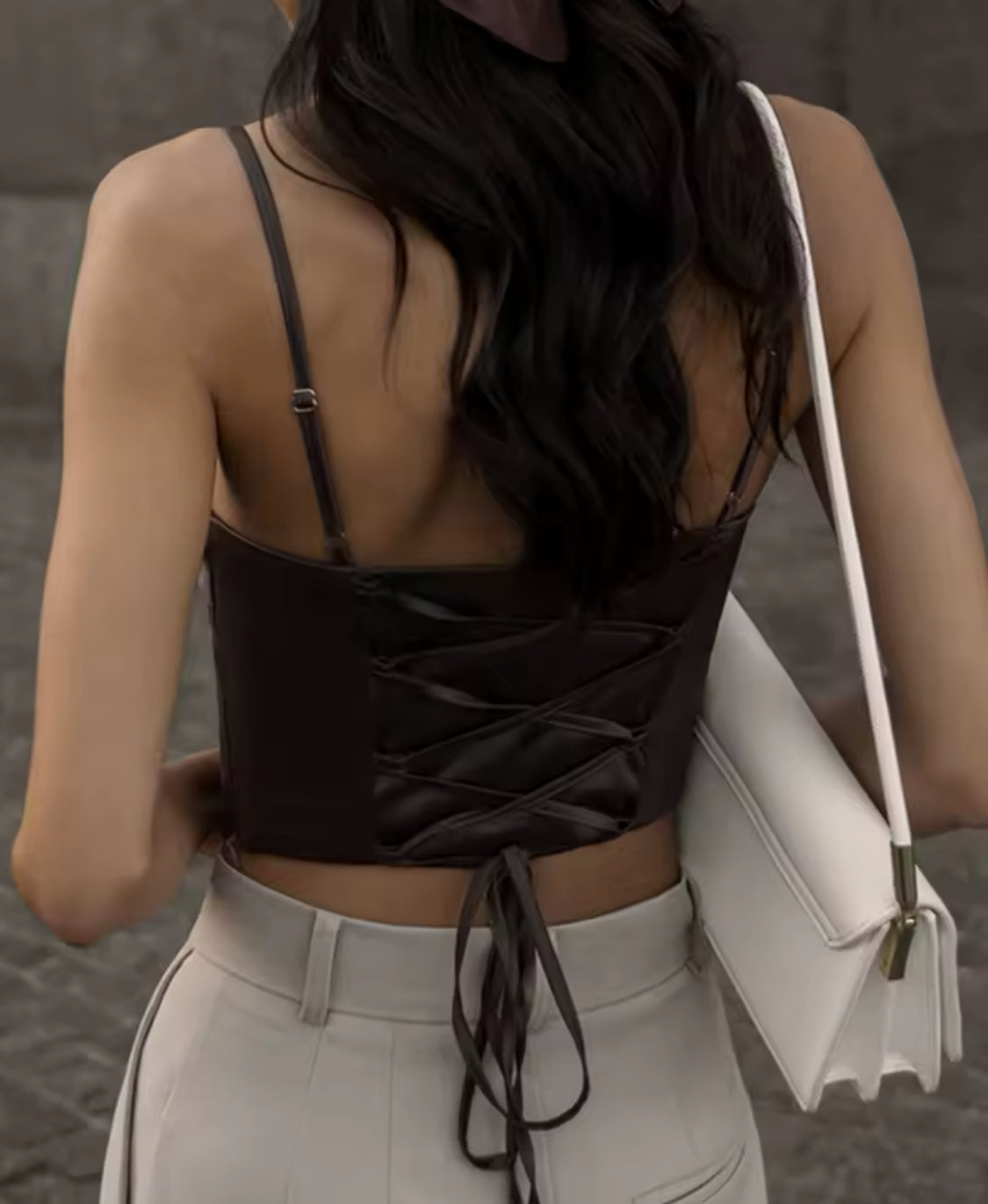 Spaghetti Strap Tank Top Sexy Backless Bandage Skinny Crop Tops Summer