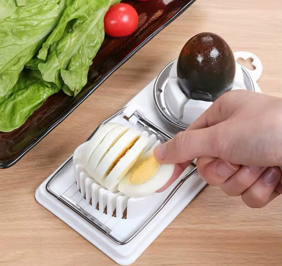 Multifunctional PP Base egg cutter 2-in-1 stainless steel wire pull egg cutter