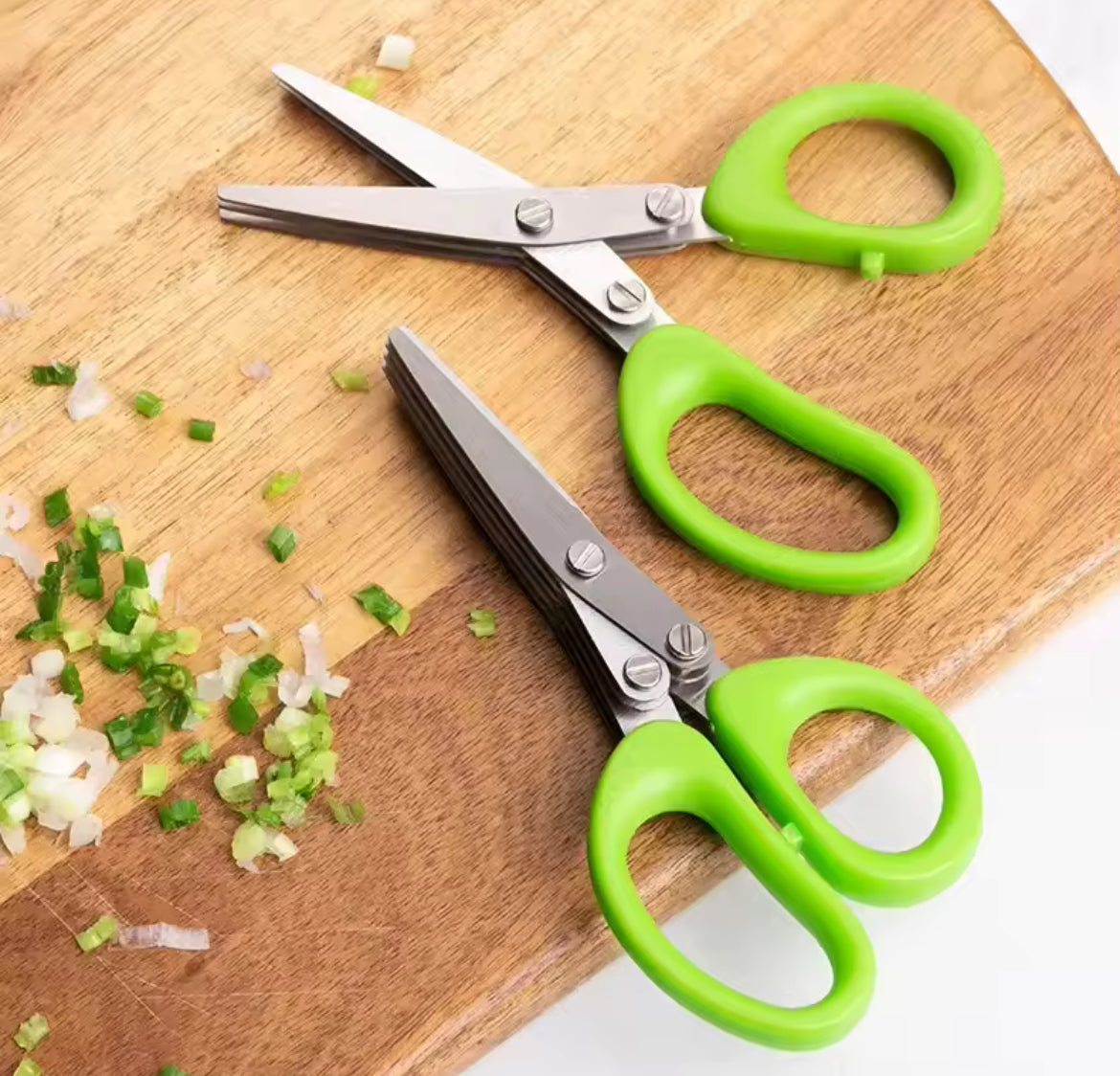 Multi-functional Stainless Steel 5 Layer Kitchen Scissors Pepper Shredded Chopped Scallion Cutter