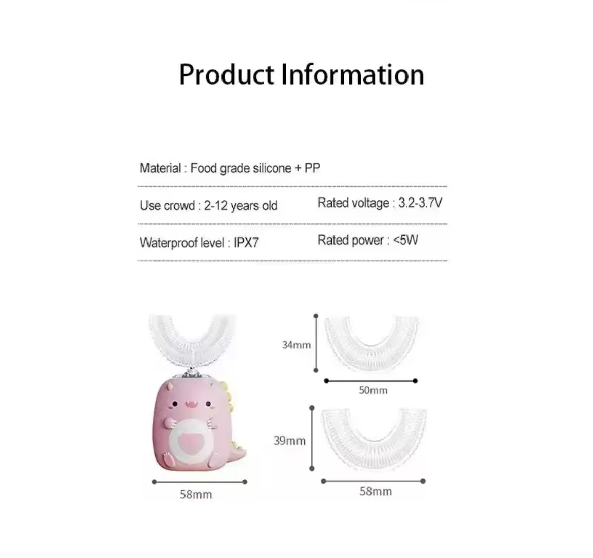 Children’s Electric Toothbrush Silicone Oral 360 Degree Automatic