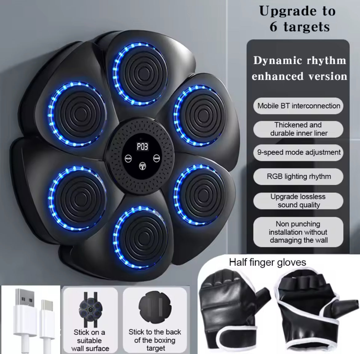New Smart Music Boxing Machine Adult/Children Sports Fitness Boxing Trainer Home Exercise