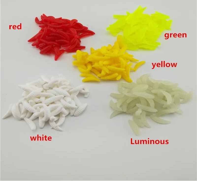 20pcs/lot Silicone Bait Maggot Grub Soft Fishing Lure 2cm 0.3g Artificial Bread Smell Worms