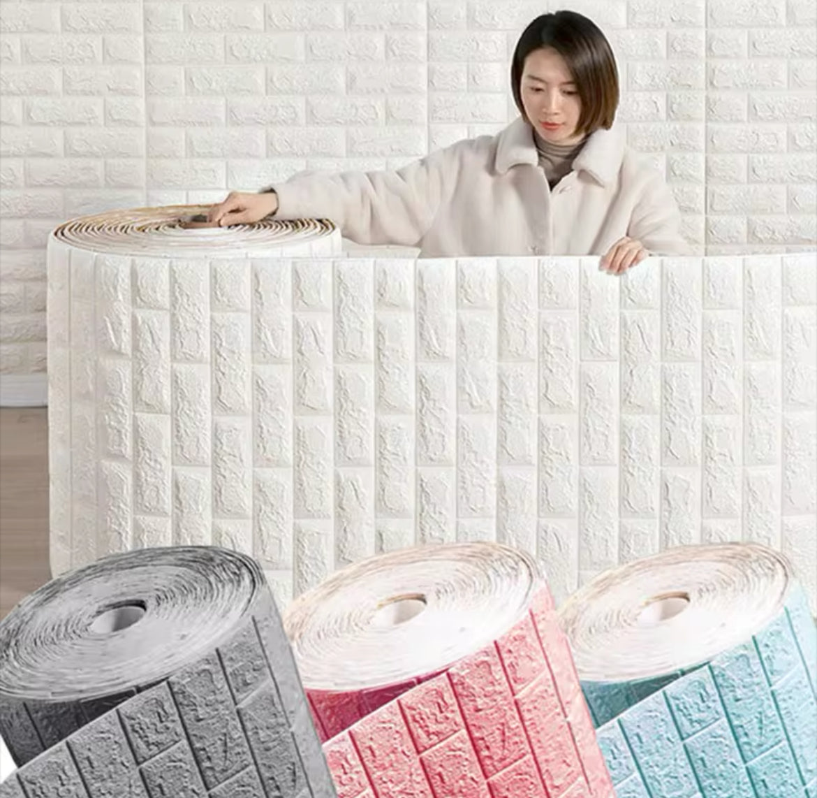70cm*1m  3D Brick Pattern Wall Panels Wallpaper DIY Waterproof