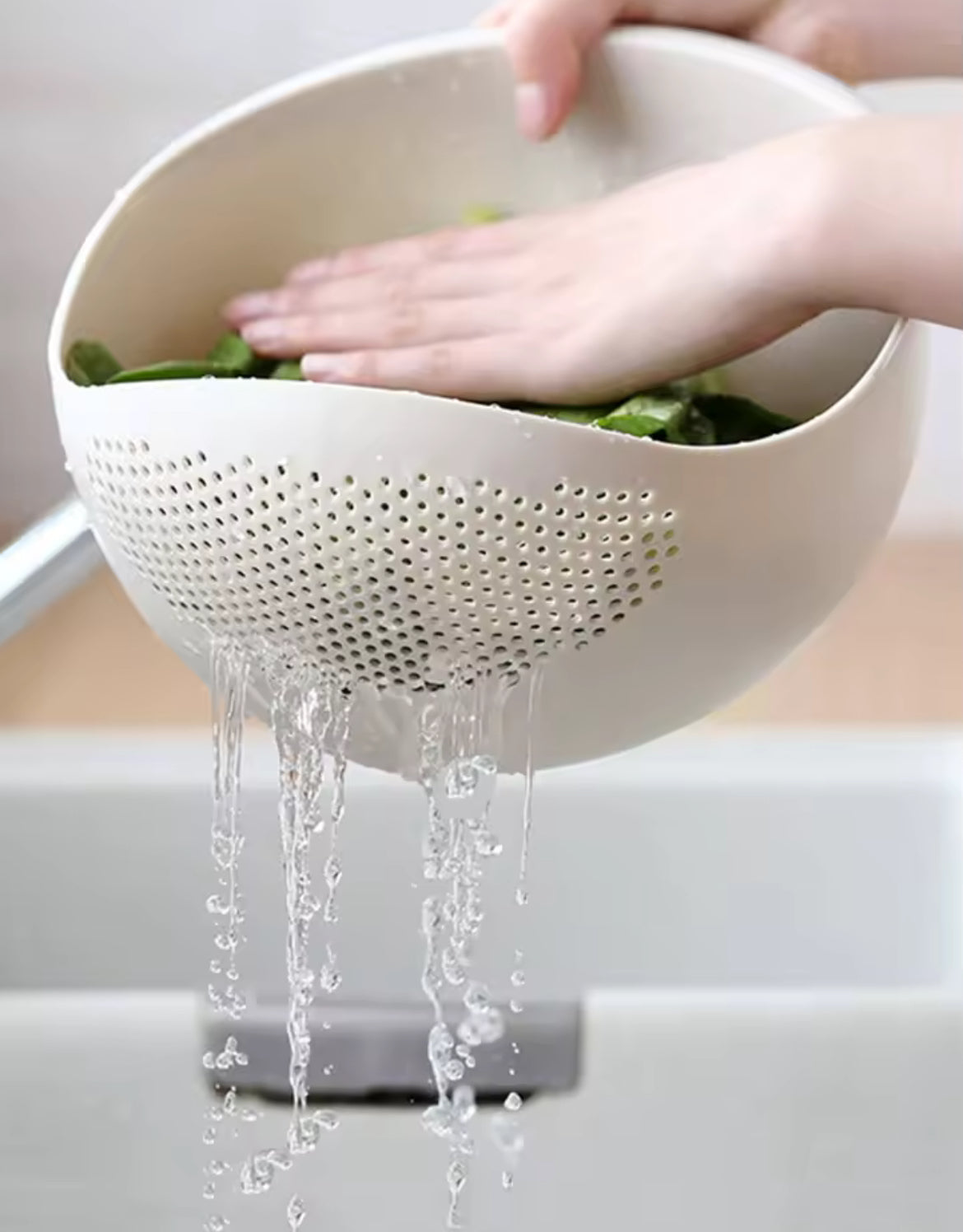 1PC- Colander Rice Bowl Drain Basket Fruit Bowl Washing Drain Basket