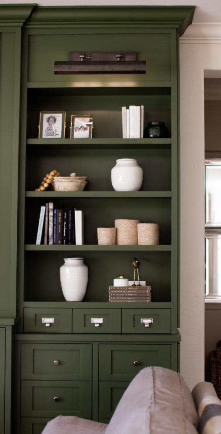 Built in shelving/bookcases unit painted