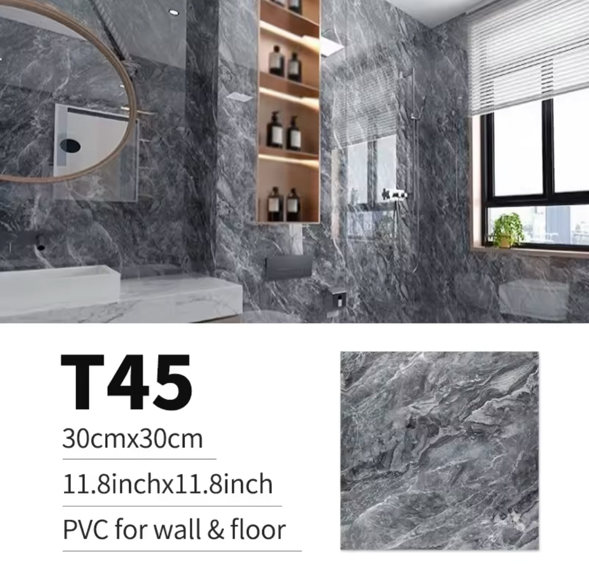 20pcs PVC Imitation Marble Floor Stickers Self-adhesive