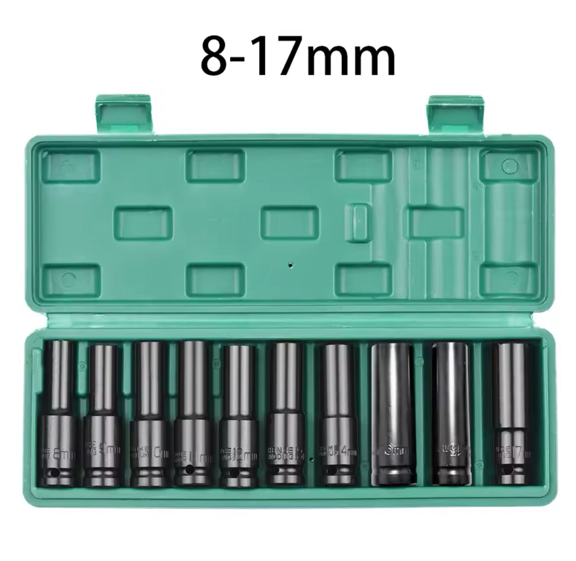 1/2-Inch Drive 6-Point Impact Socket Set 10-Piece Metric Sizes 8-24mm Carbon Steel