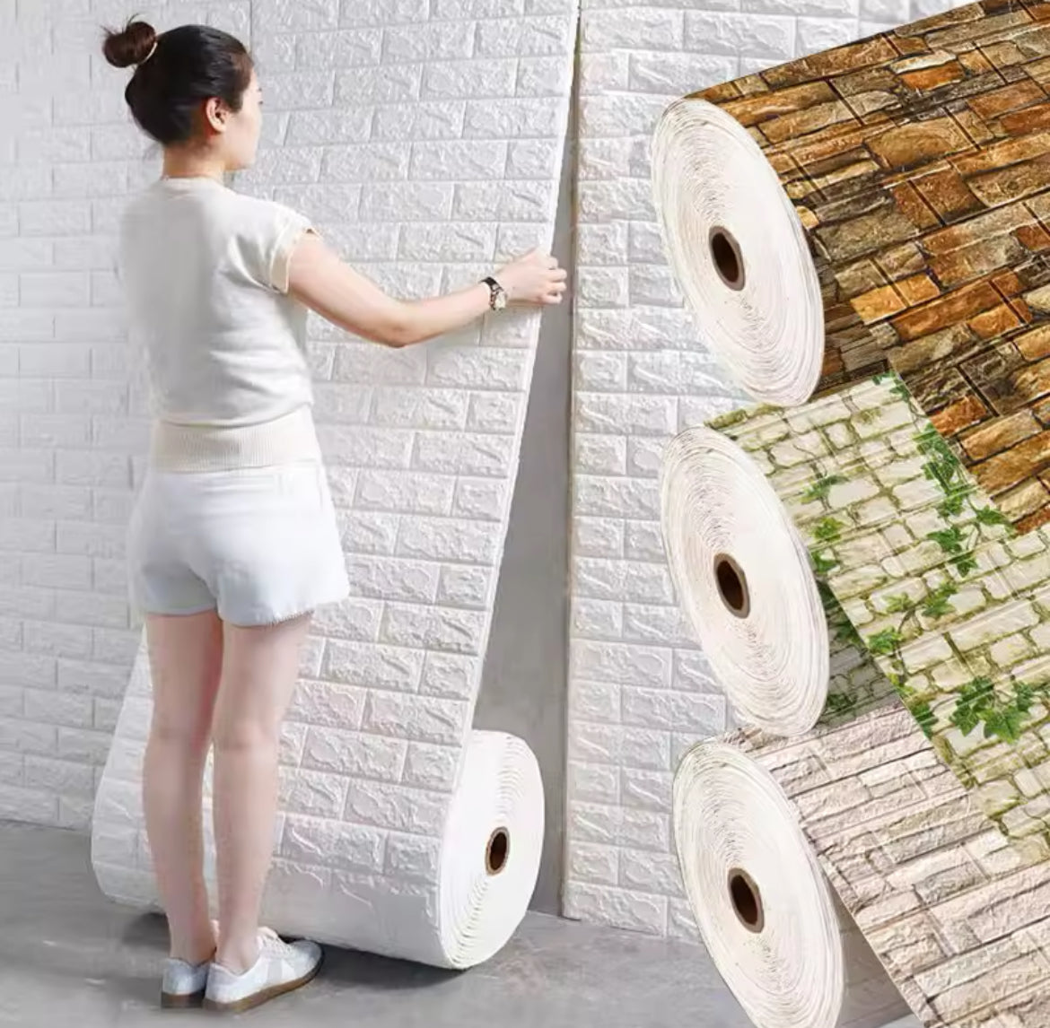 70cm*1m  3D Brick Pattern Wall Panels Wallpaper DIY Waterproof