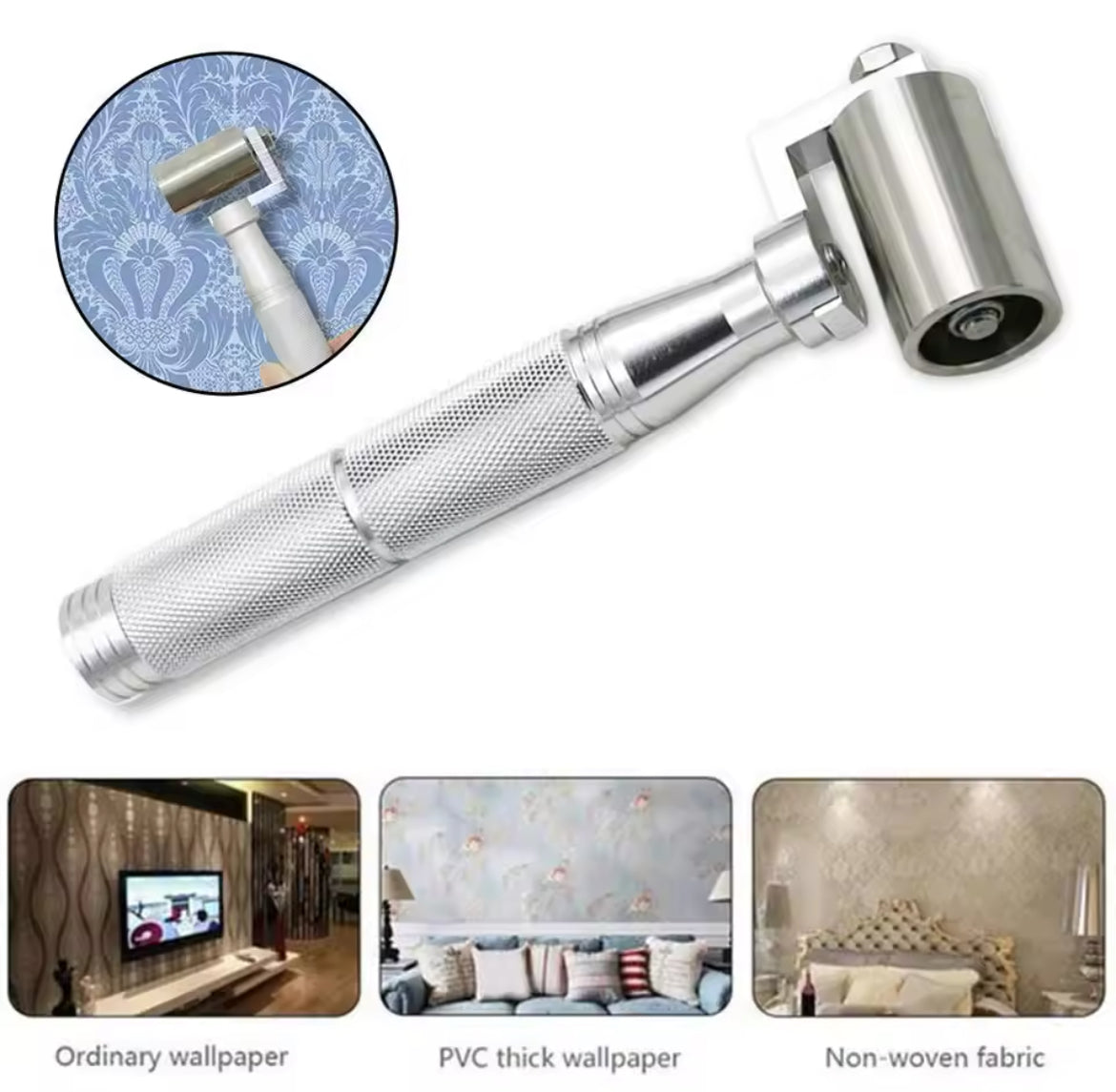 34/40mm Steel Flat Pressure Roller For Wallpaper Gaps DIY Wallpaper Seam Rolling Tool