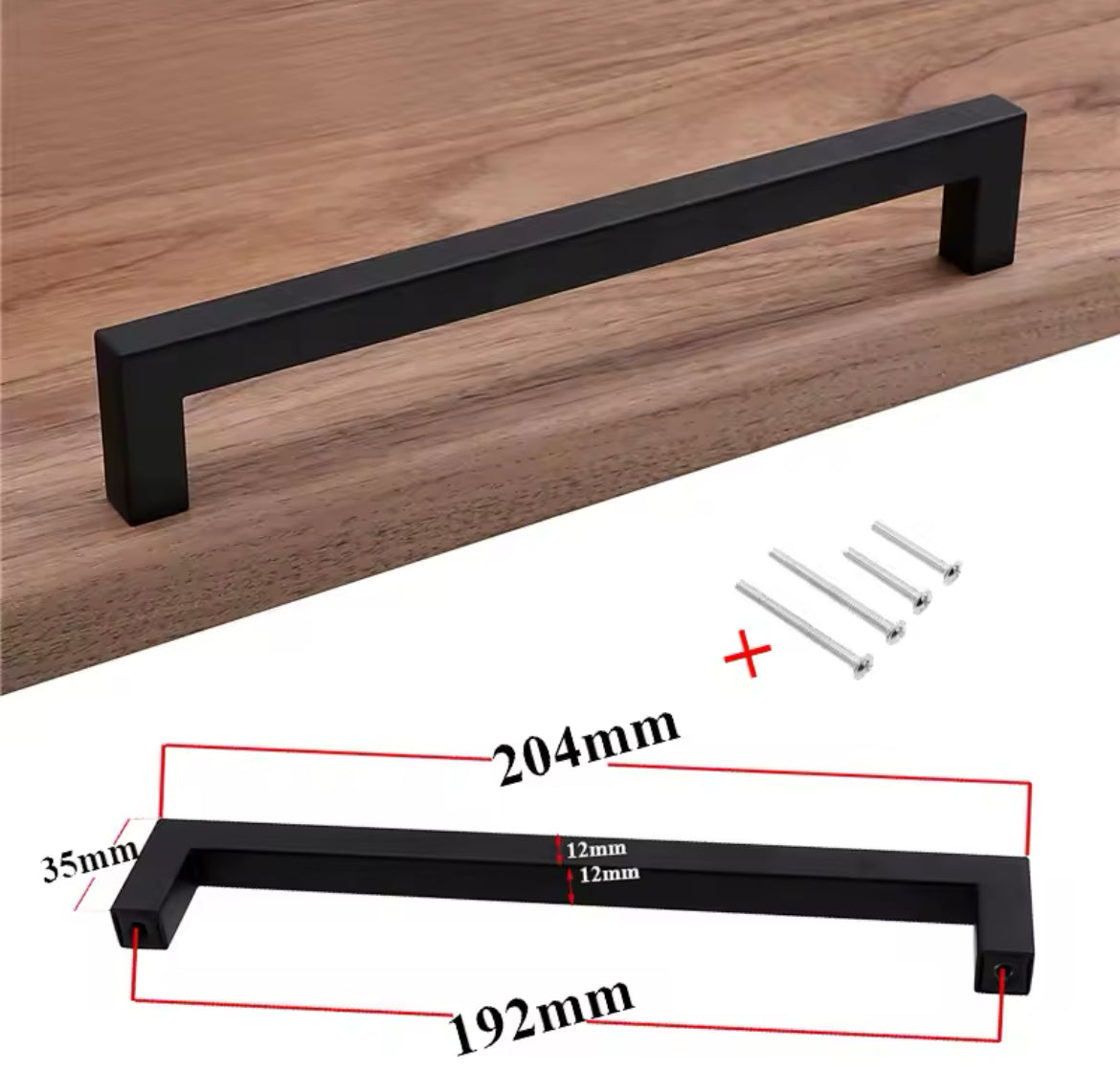 Modern Black Cabinet Handle Square Furniture Hardware