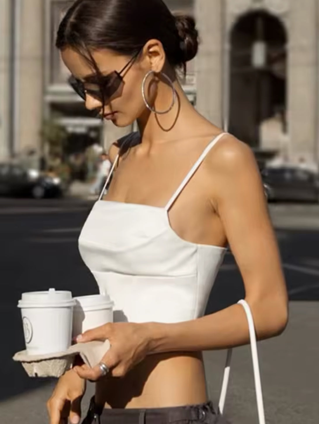 Spaghetti Strap Tank Top Sexy Backless Bandage Skinny Crop Tops Summer