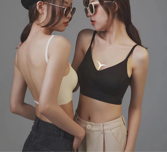 UBAU Summer Sexy Bra Women's Slim U-shaped Seamless Backless Underwear Triangle Cup