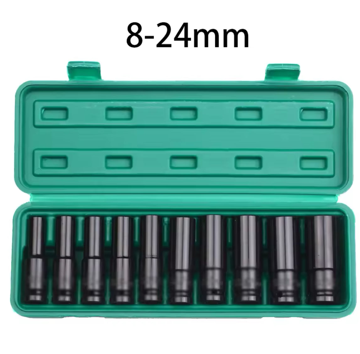 1/2-Inch Drive 6-Point Impact Socket Set 10-Piece Metric Sizes 8-24mm Carbon Steel