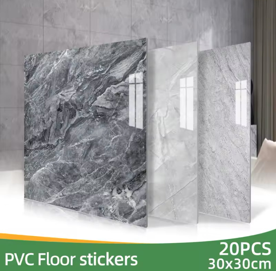 20pcs PVC Imitation Marble Floor Stickers Self-adhesive