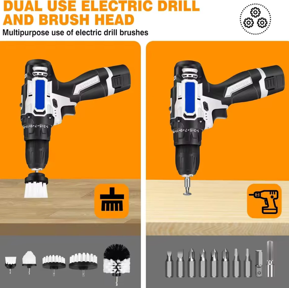 New All Purpose Cordless Power Drill for Drilling,Electric Spin Scrubber Electric Cleaning Brush
