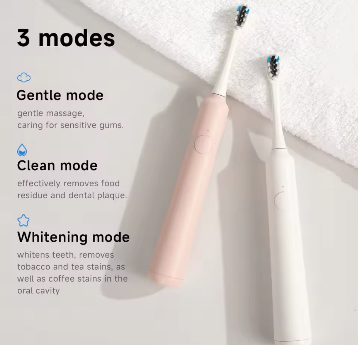 Electric Toothbrush sonic vibration brush 3-gear Mode
