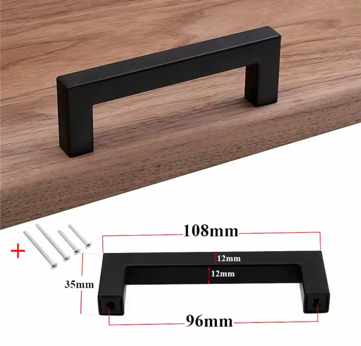 Modern Black Cabinet Handle Square Furniture Hardware