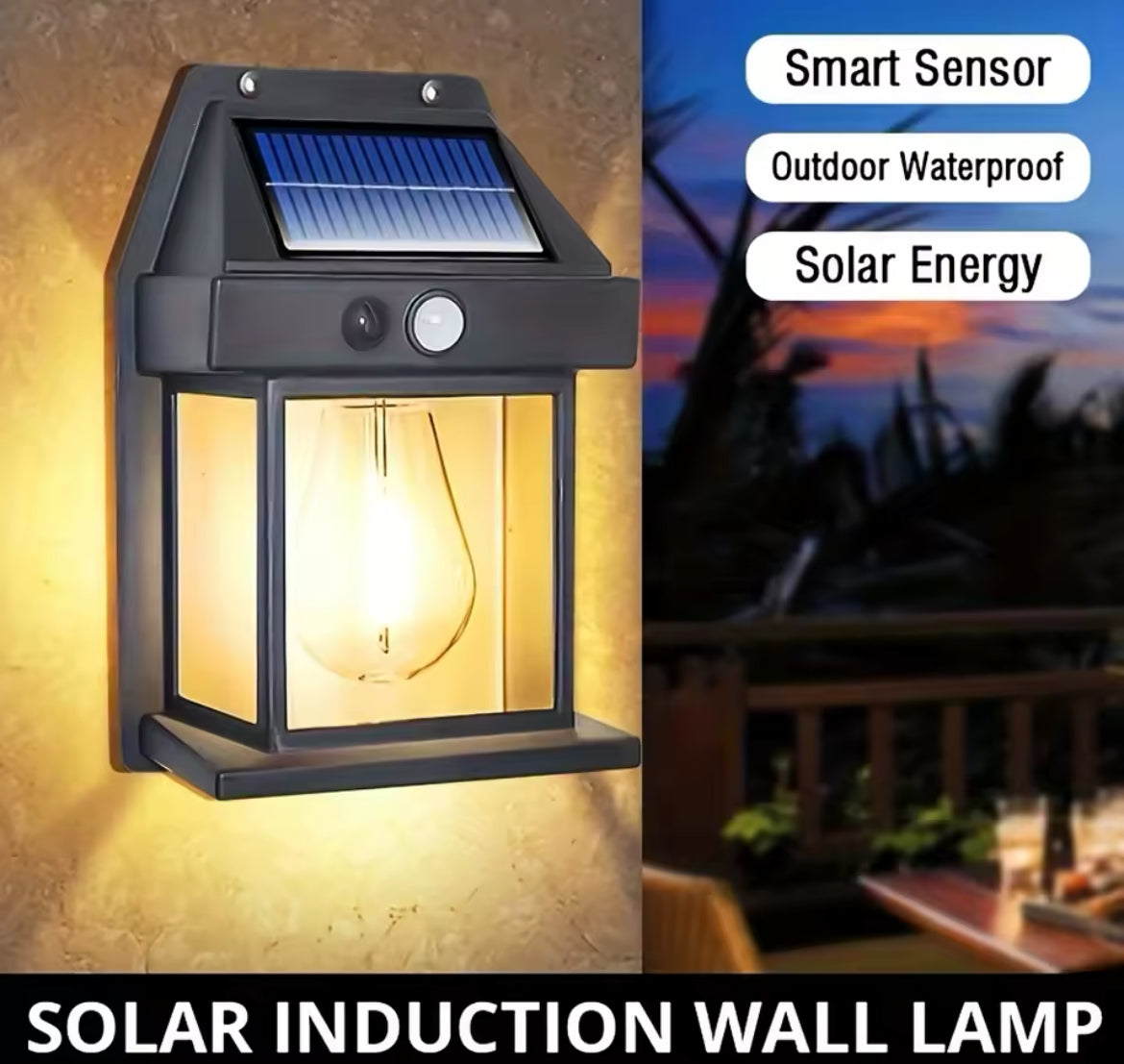 Outdoor Solar Wall Light with Motion Sensor IP65 Waterproof LED Safety Light