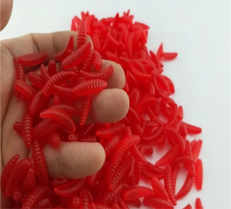20pcs/lot Silicone Bait Maggot Grub Soft Fishing Lure 2cm 0.3g Artificial Bread Smell Worms