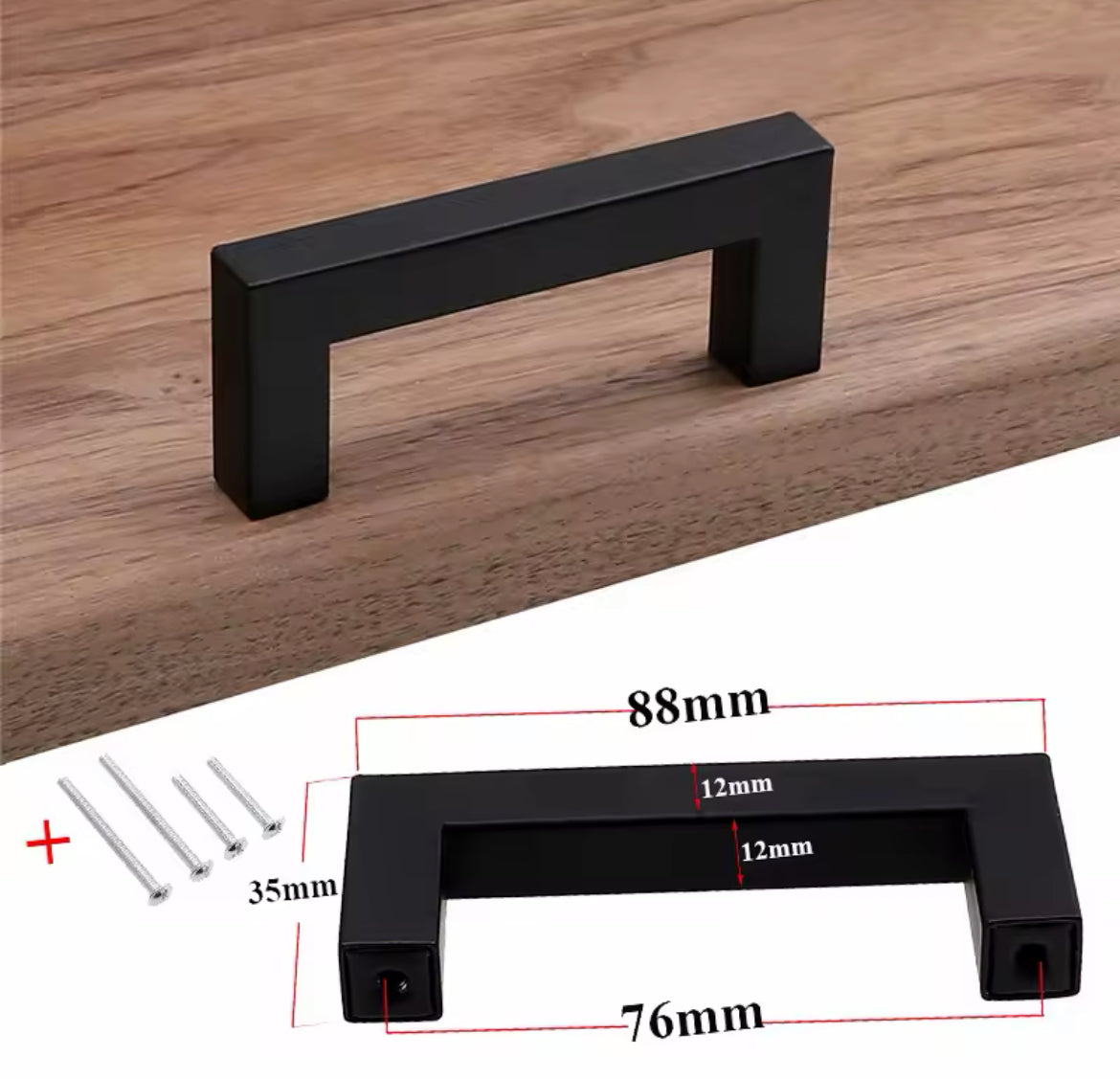 Modern Black Cabinet Handle Square Furniture Hardware