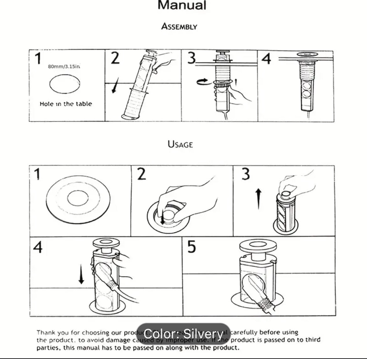 Pull Pop Up Electrical Plug Socket With 3 UK Sockets & 2 USB Charger Ports