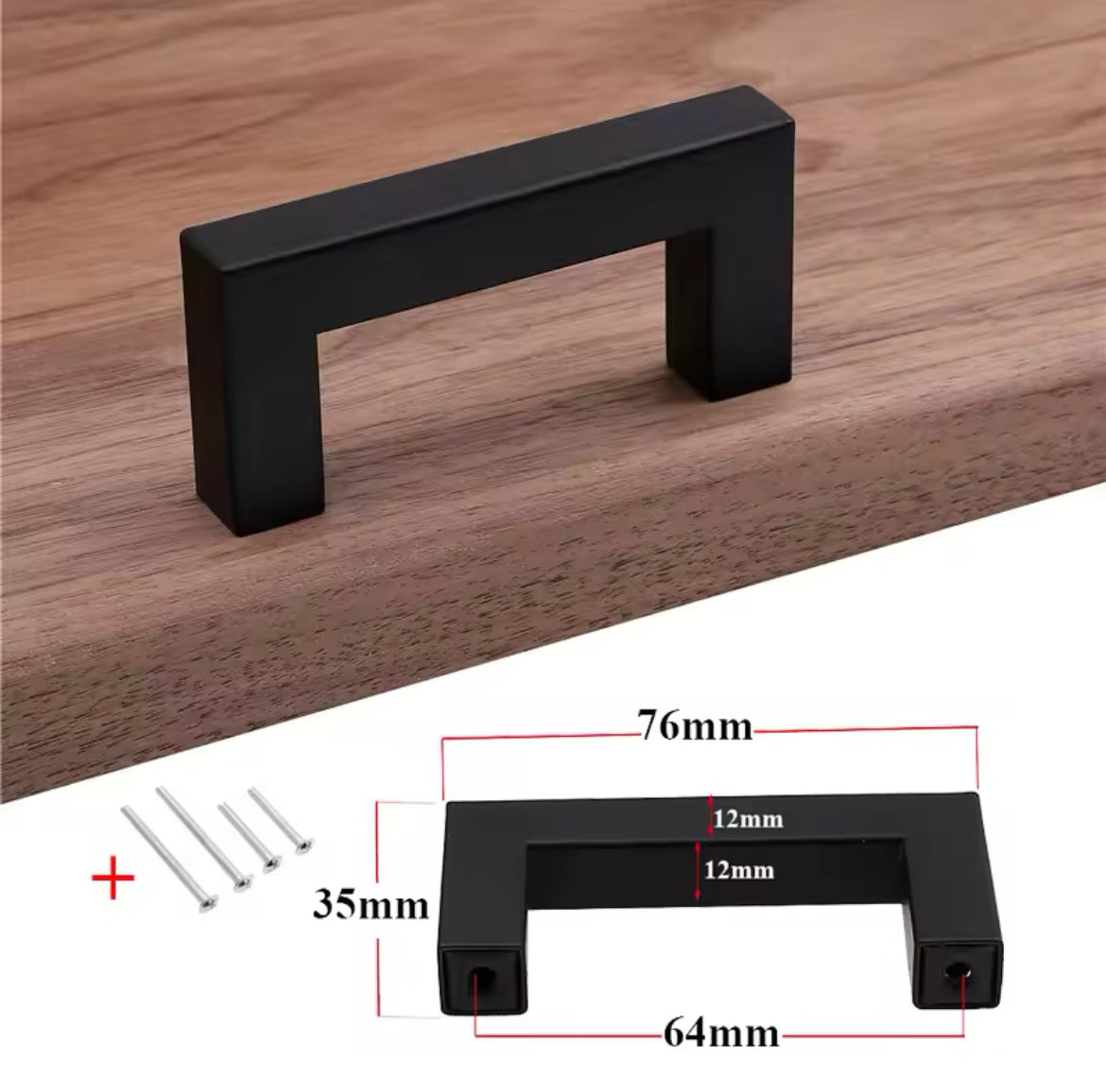 Modern Black Cabinet Handle Square Furniture Hardware