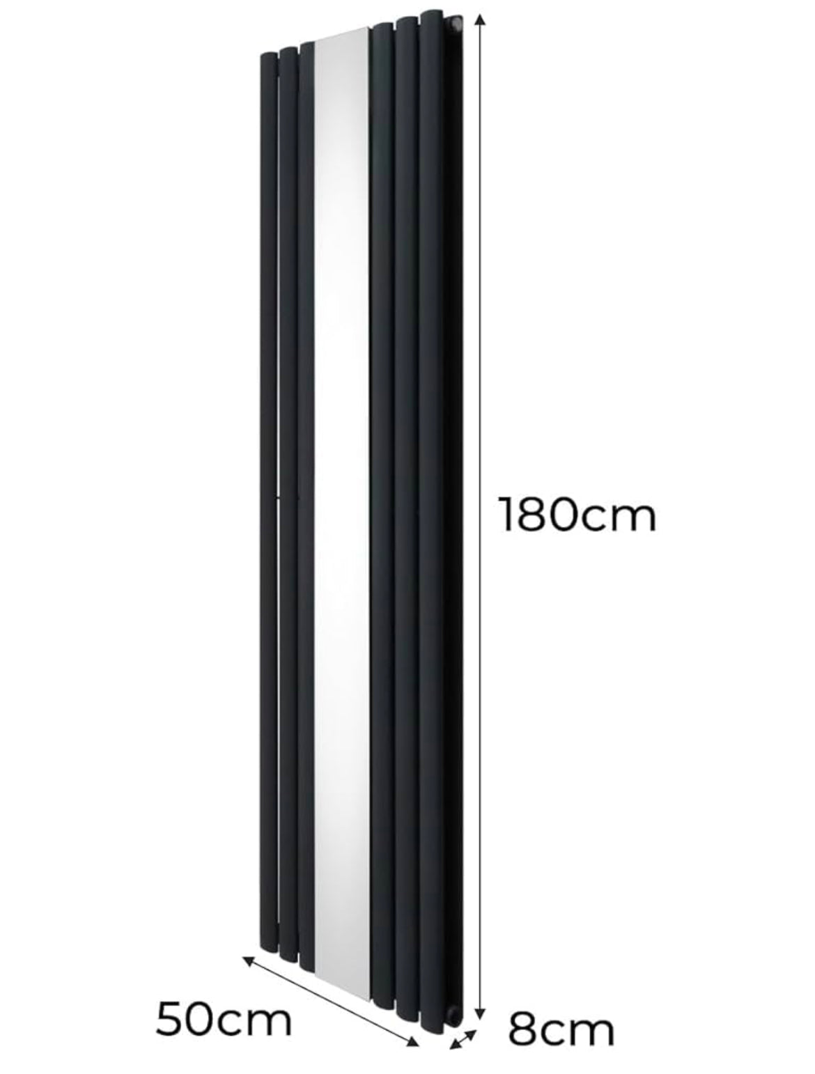 Vertical Mirror Radiator Oval Panel Double Column Mirrored Panel 1800mm x 500mm - Home Upgrades
