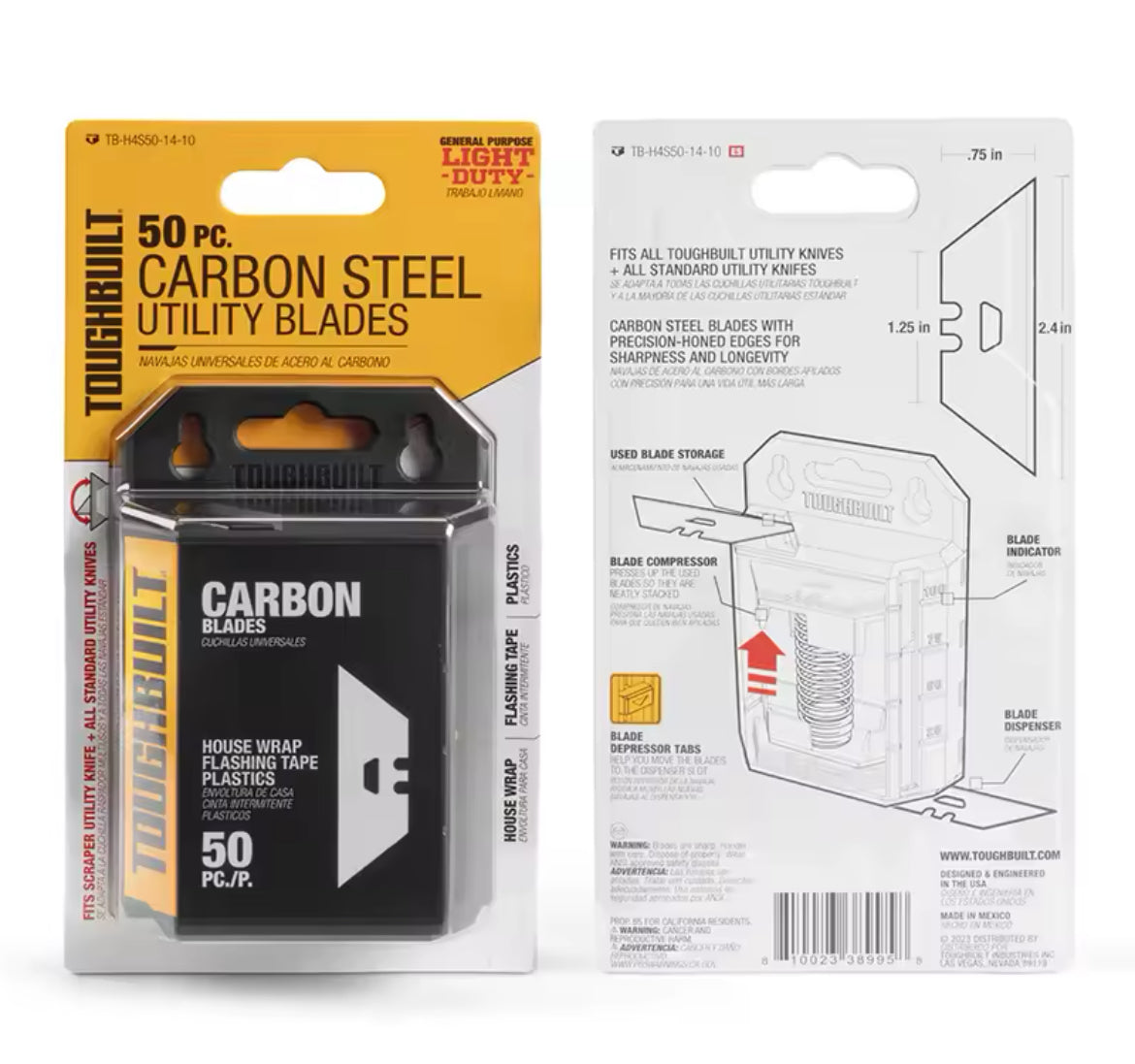 TOUGHBUILT TB-H4S50-14-50 50PCS Utility Trapezoidal Blades