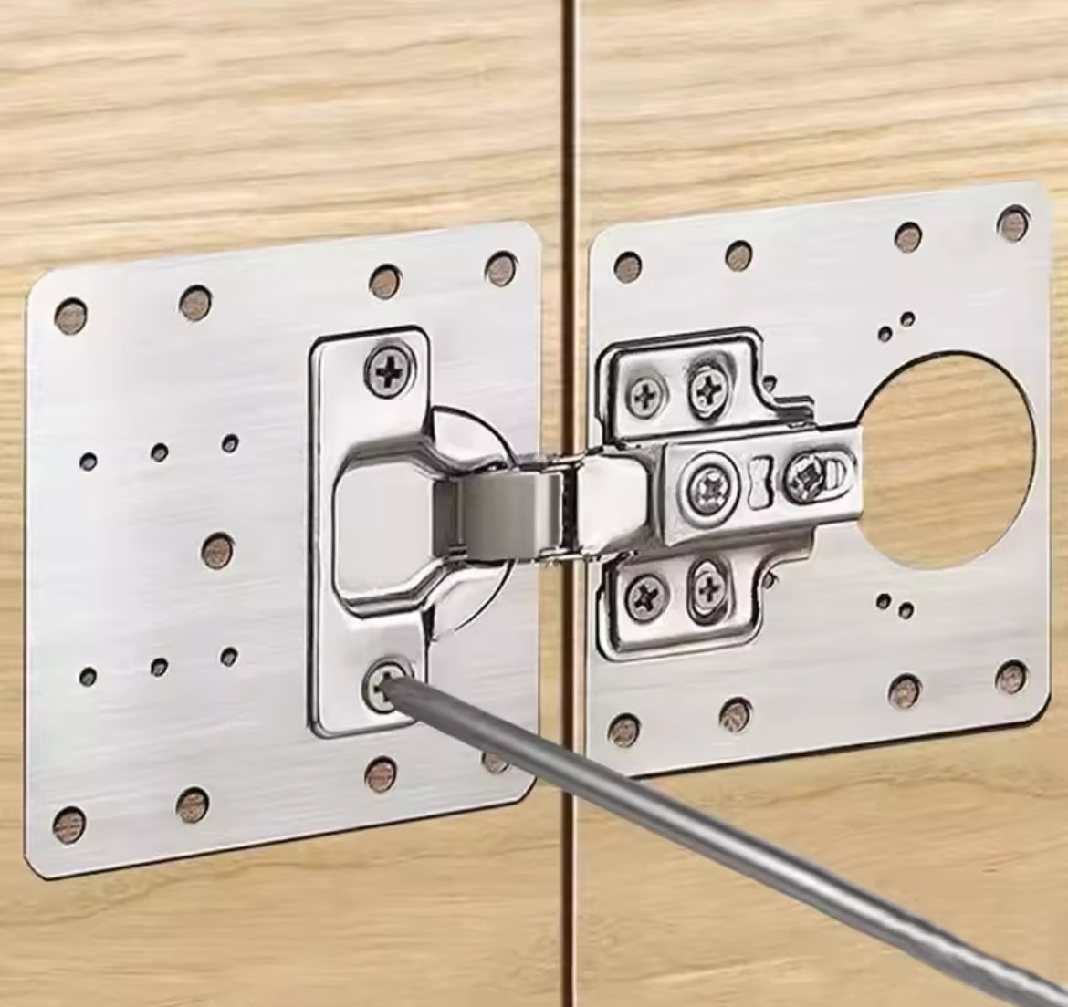 Hinge Repair Plate Kitchen Cabinet Door Hinges 4 PCS