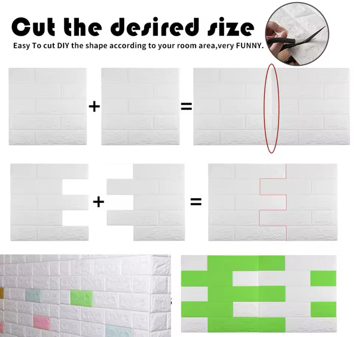 70cm*1m  3D Brick Pattern Wall Panels Wallpaper DIY Waterproof