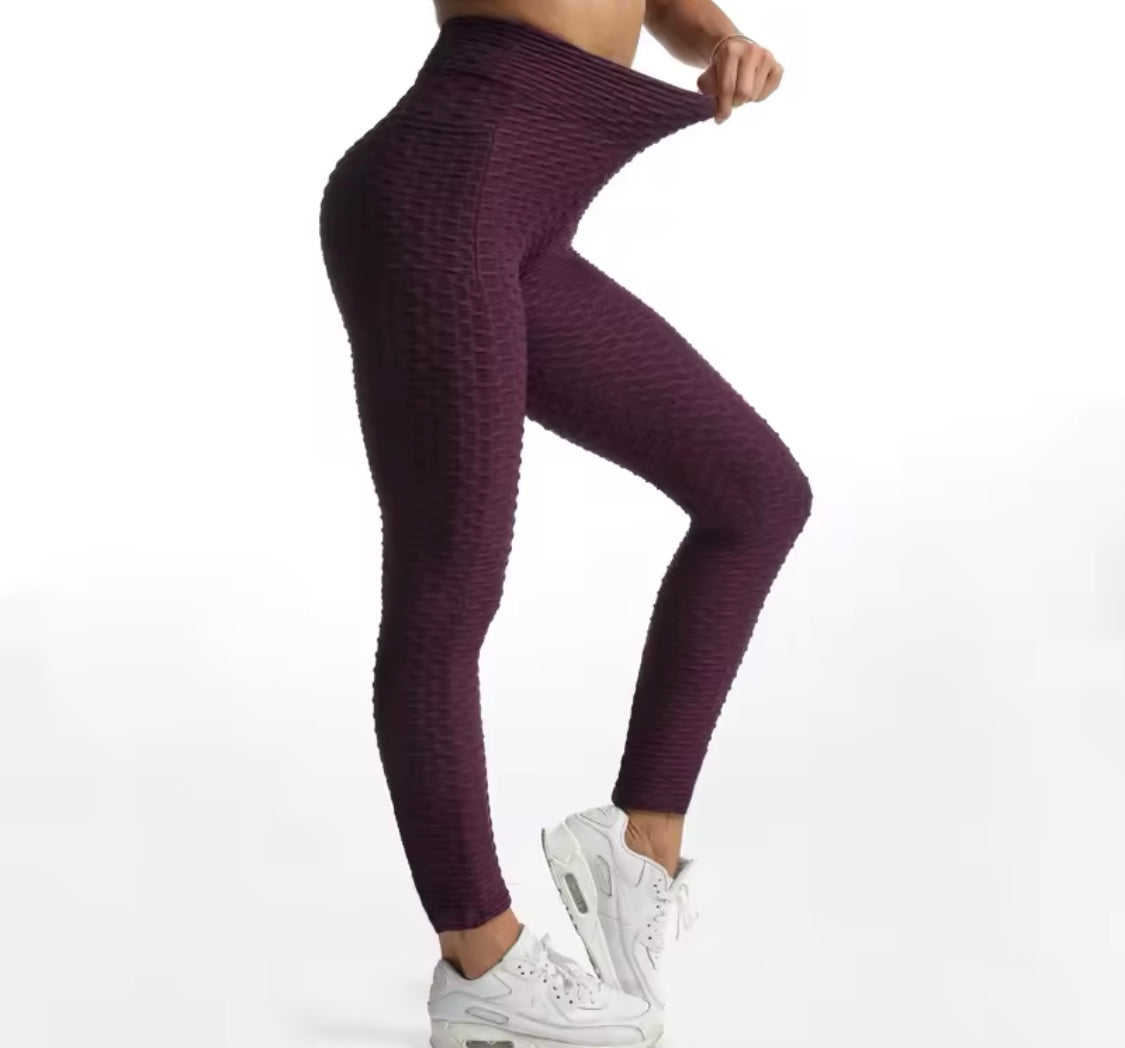 Women Fashion Pocket Bubble Pants Stretchy Slim Leggings Gym