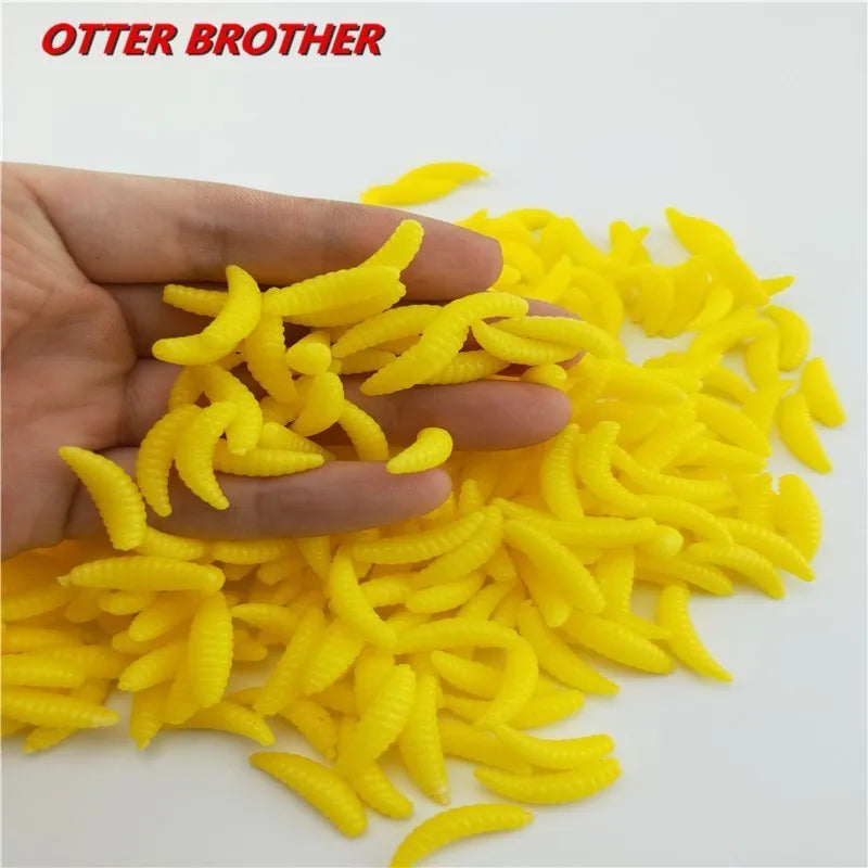 20pcs/lot Silicone Bait Maggot Grub Soft Fishing Lure 2cm 0.3g Artificial Bread Smell Worms
