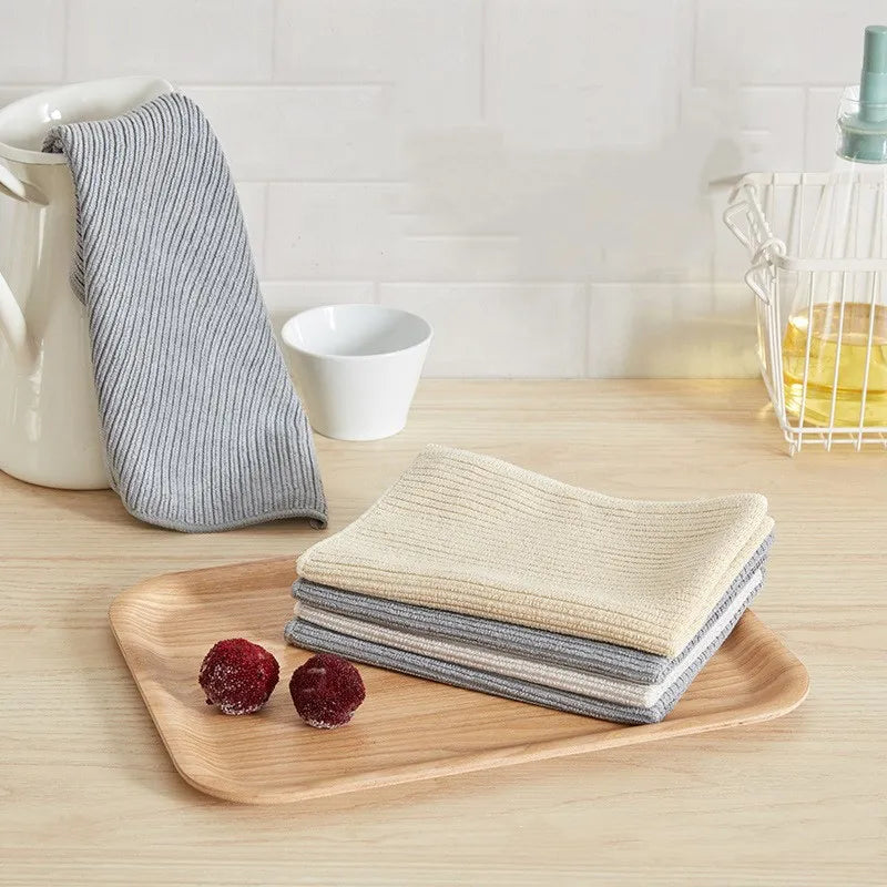 3PCS Strong Microfiber Cleaning Cloth Non-stick Oil Rag Kitchen Cleaning Towel