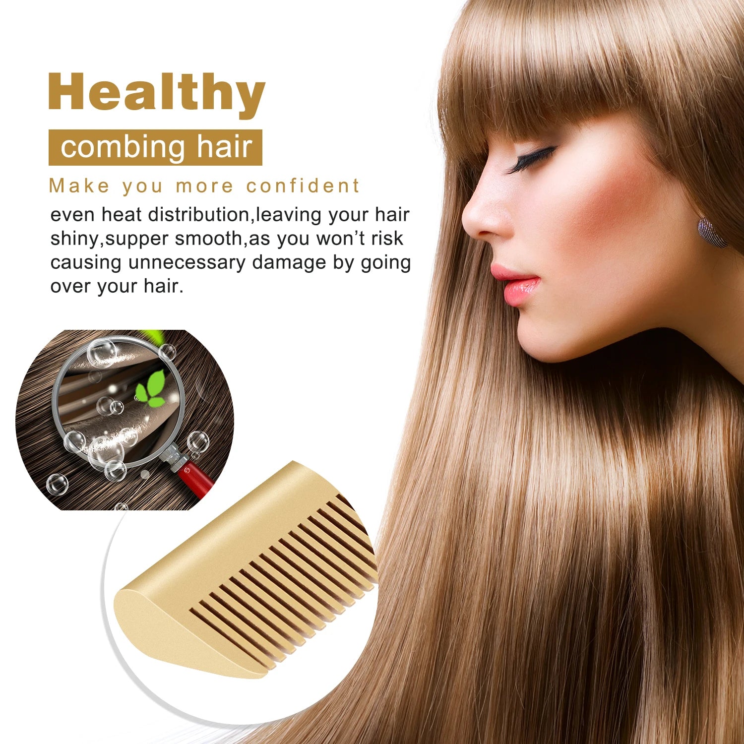 2 in 1  Electric Hot Heating Comb Hair Straightener Curler Wet Dry Hair Iron Straightening Brush
