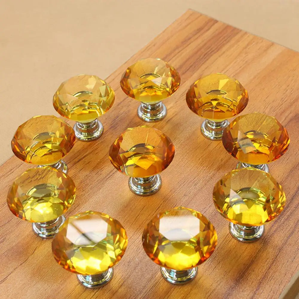 30mm Diamond Shape Design Crystal Glass Knobs Cupboard Pulls Drawer Knobs Kitchen