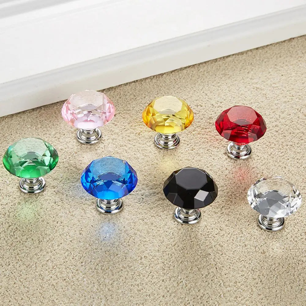 30mm Diamond Shape Design Crystal Glass Knobs Cupboard Pulls Drawer Knobs Kitchen