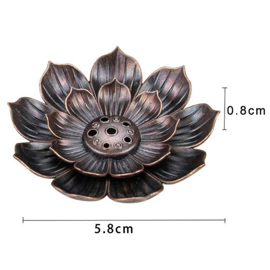 Alloy Incense Burner Stick Holder Buddhism Lotus Line Incense Plate Sandalwood Coil Base