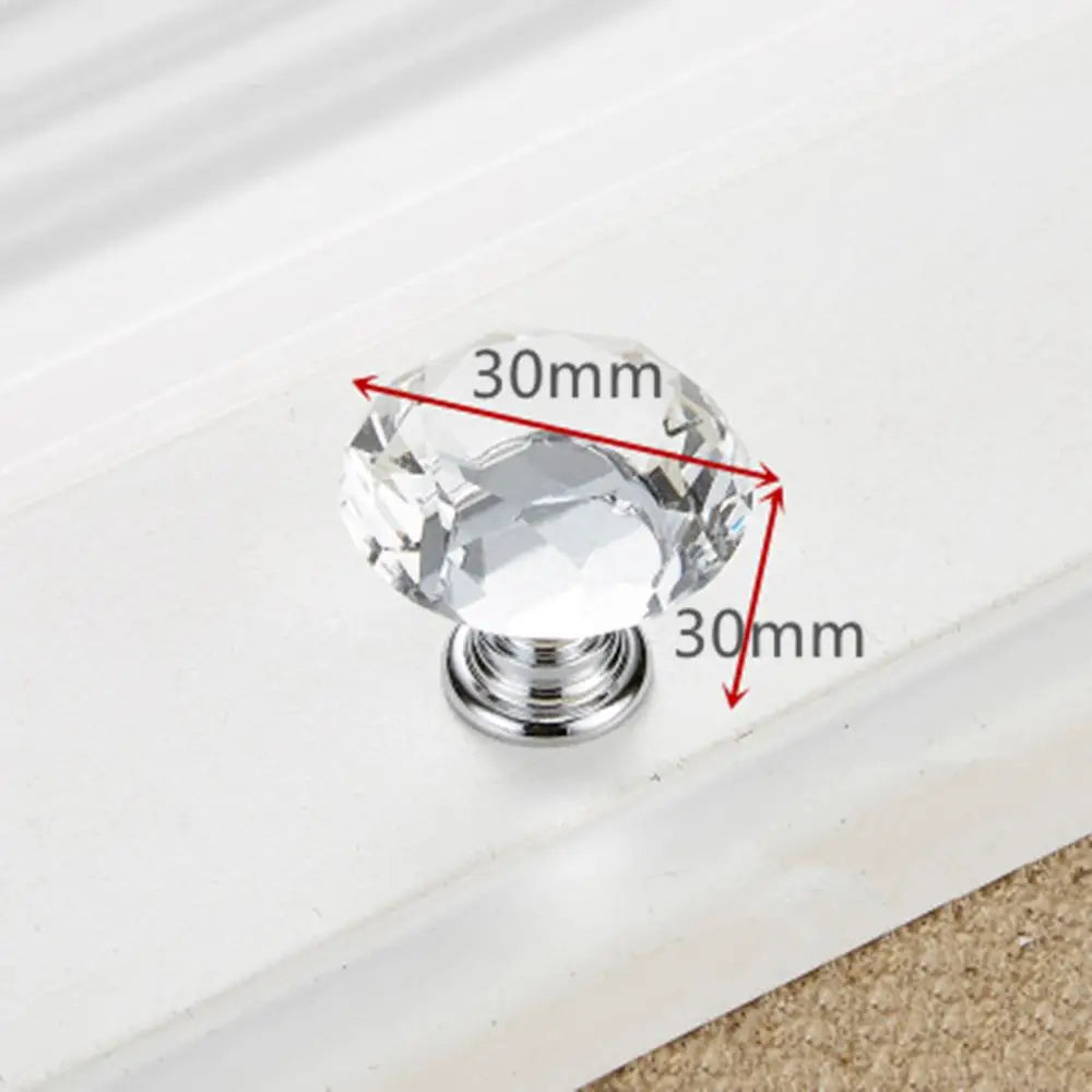 30mm Diamond Shape Design Crystal Glass Knobs Cupboard Pulls Drawer Knobs Kitchen