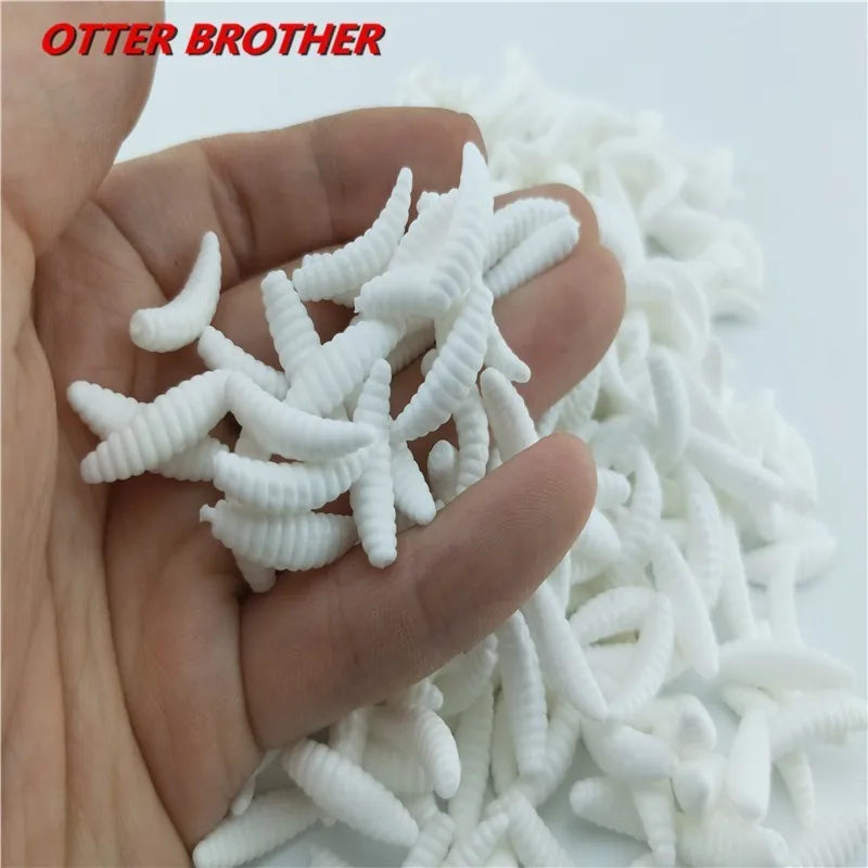 20pcs/lot Silicone Bait Maggot Grub Soft Fishing Lure 2cm 0.3g Artificial Bread Smell Worms