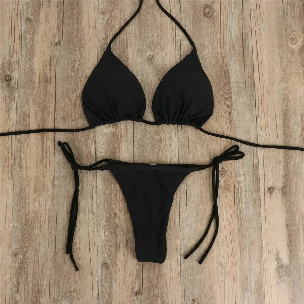 Brazilian Swimsuit Women Sexy Bikini Set Push-up Padded Bra Thong Two Pieces Swimwear