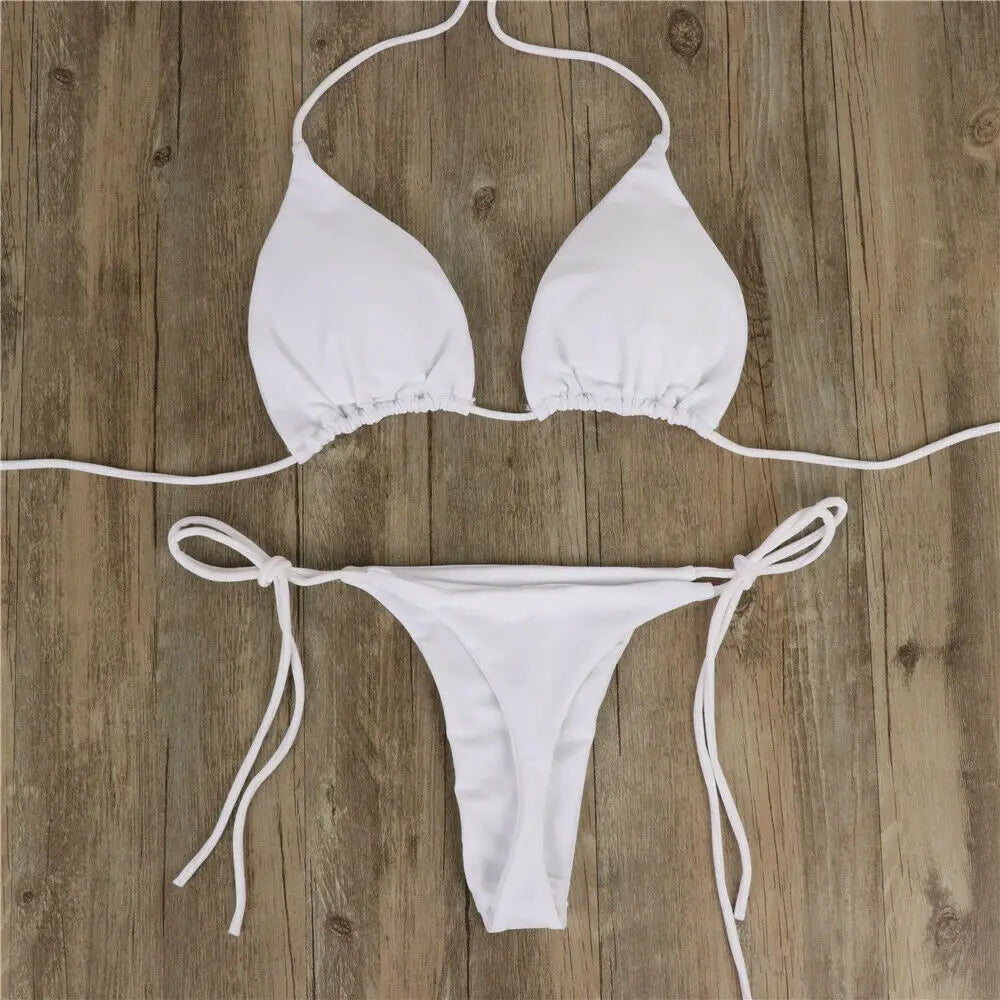Brazilian Swimsuit Women Sexy Bikini Set Push-up Padded Bra Thong Two Pieces Swimwear