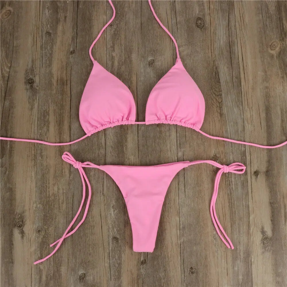Brazilian Swimsuit Women Sexy Bikini Set Push-up Padded Bra Thong Two Pieces Swimwear