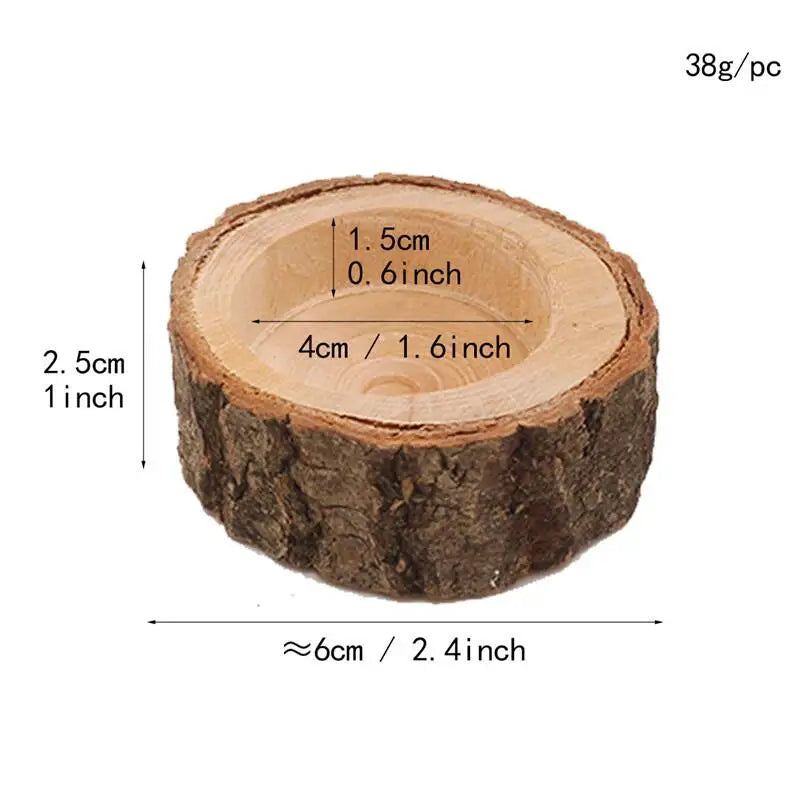 Wood Lights Holder Wooden Candlestick Succulent Plant Pot Tray Candle Holder Home Table