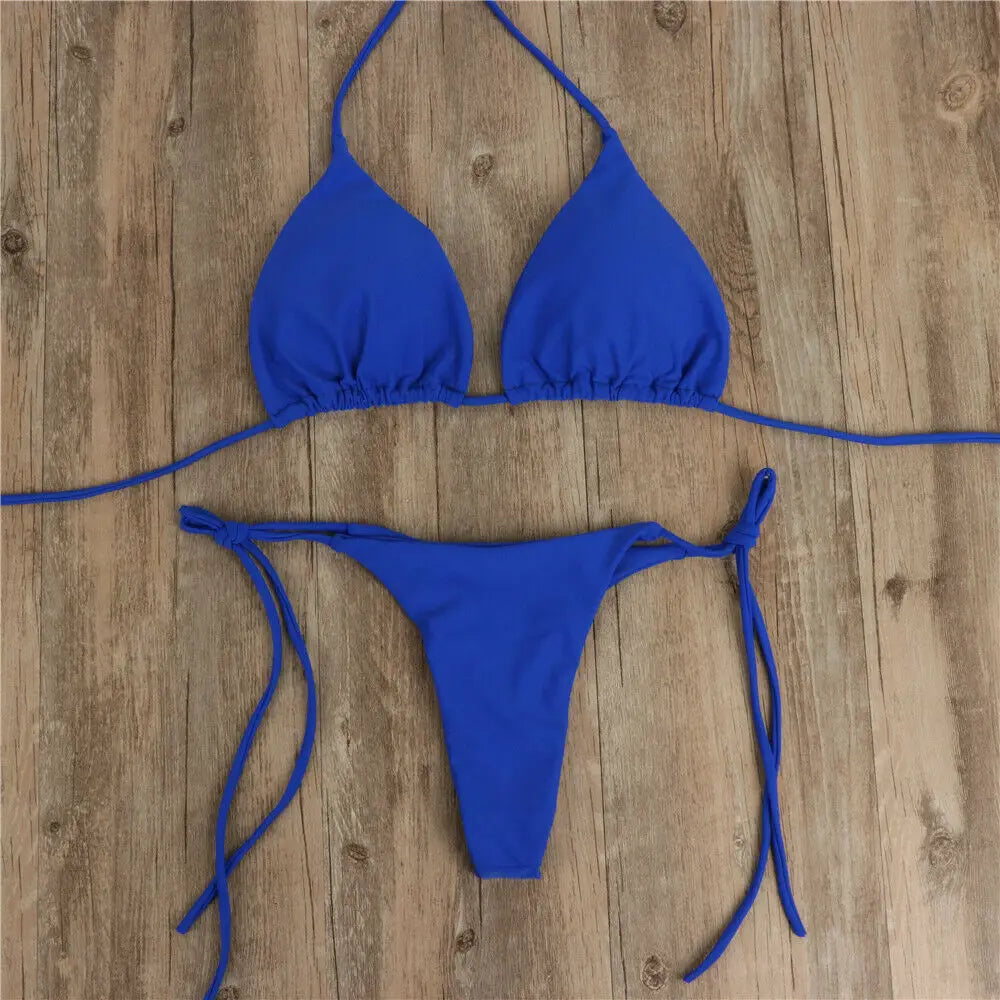 Brazilian Swimsuit Women Sexy Bikini Set Push-up Padded Bra Thong Two Pieces Swimwear